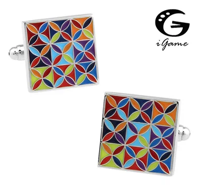 Заводская поставка от iGame новые запонки красочный квадратный цветочный дизайн
