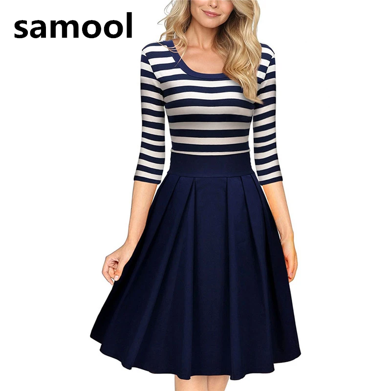Samool Новый стиль одежды Повседневная Полосой женщин платье бак летние платья