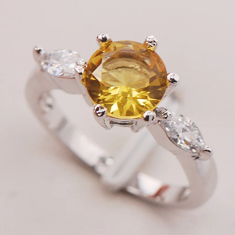 

Yellow Crystal Zircon 925 Sterling Silver Ring F744 Size 6 7 8 9 10