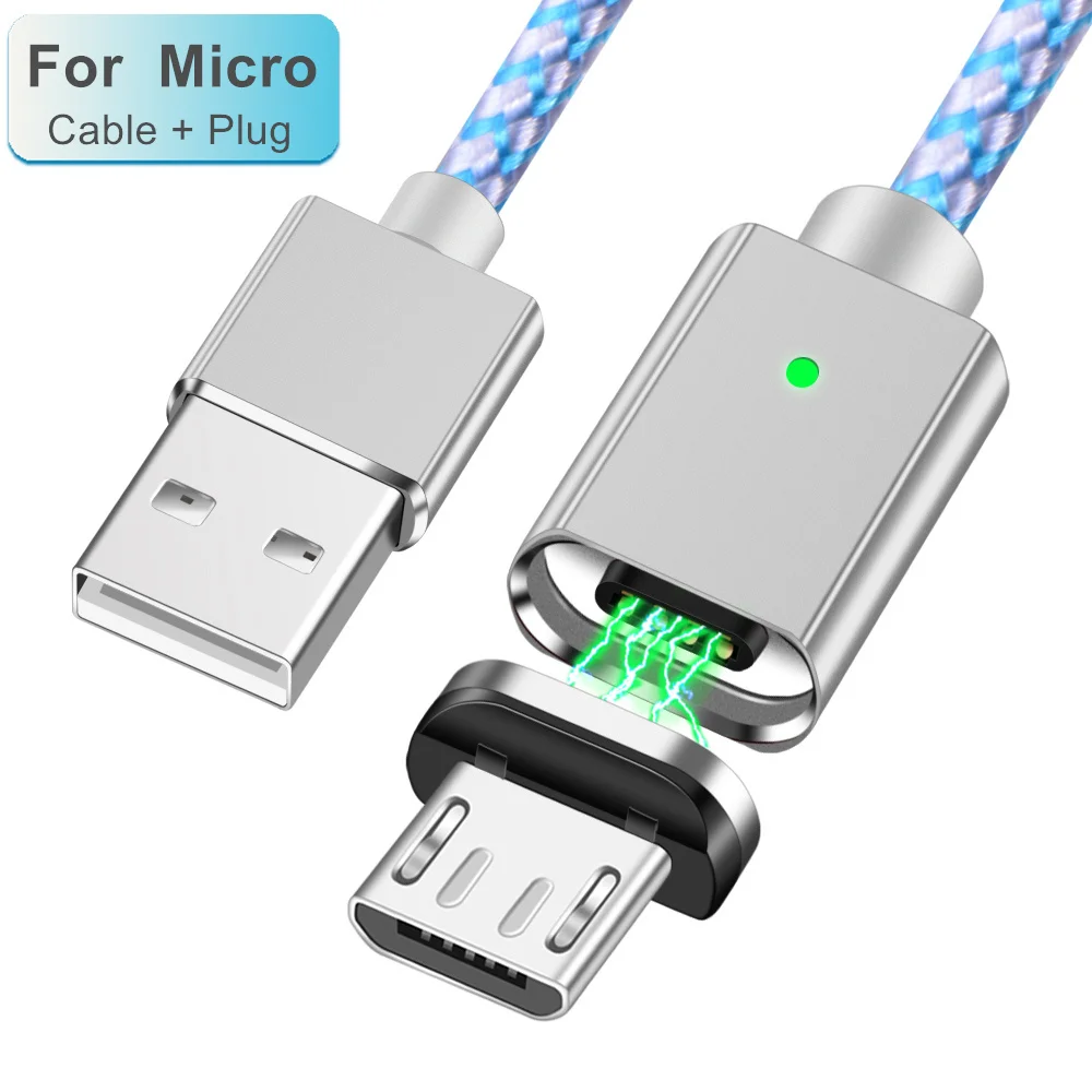 Silver Micro Cable Магнитный кабель Олаф Micro USB, быстрая зарядка, 3А, шнур microusb для xiaomi, huawei, Android, быстрый кабель для мобильного телефона, провод для передачи данных - Цвет: Silver Micro Cable