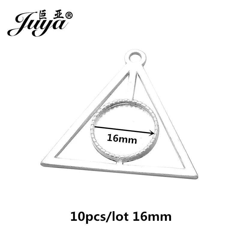 Silver JUYA 10 шт./лот, подвеска из цинкового сплава, пустая Камея, кабошон, Базовая установка для DIY, ожерелье, подвеска, ювелирные изделия, принадлежности для изготовления - Цвет: Silver