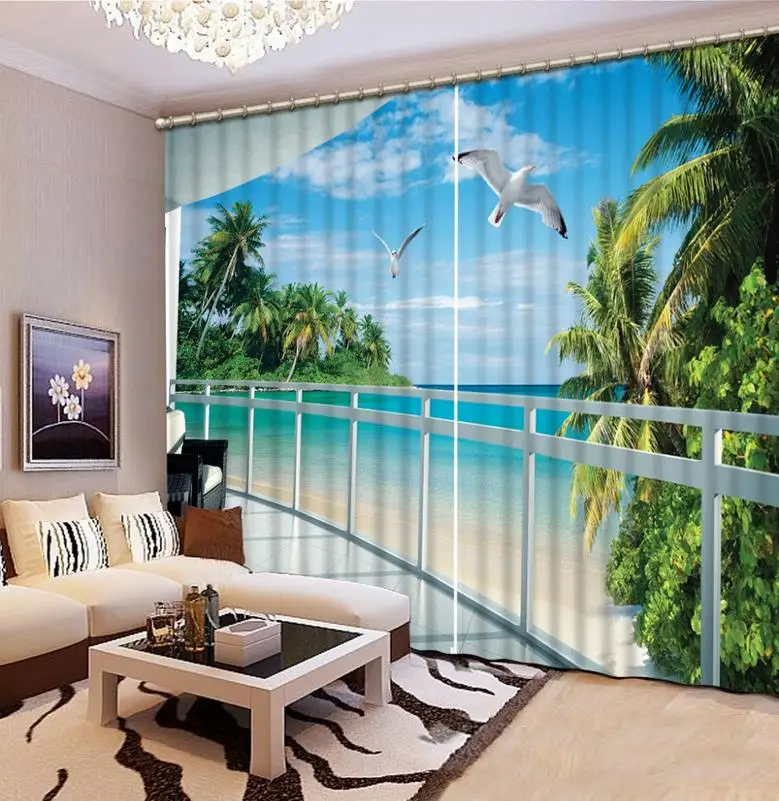 Шторы с 2 панелями роскошные объемные занавески ландшафтом для гостиной красивые