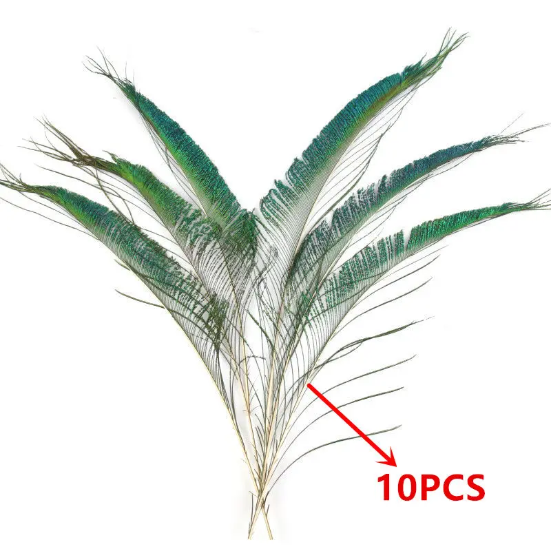 10pcs peacock sword Высокое качество 10 шт. натуральный павлин меч перо 25-35 см Diy Перья для рукоделия Декор Свадьба гостиная украшенный цветок ваза - Цвет: 10pcs peacock sword