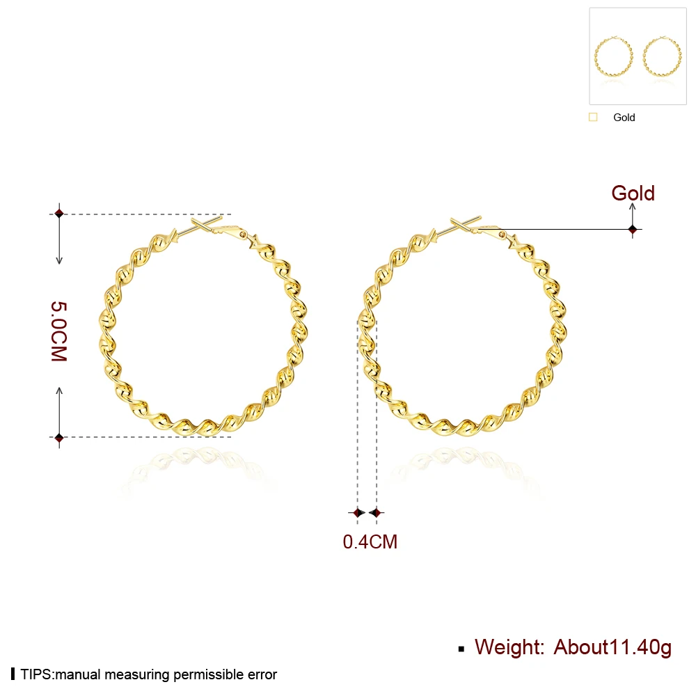 5CM Big Round Circle Hoop Earrings Gold Color Classic Twisted Statement Women Romantic Gift Trendcy Fashion Jewelry | Украшения и