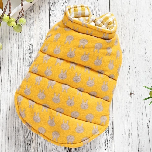Yellow Двусторонняя одежда для собак, зимняя одежда для питбуля, йоркширское пальто, Толстая куртка для маленьких и средних кошек, теплый жилет для щенков XS XXL 7L - Цвет: Yellow