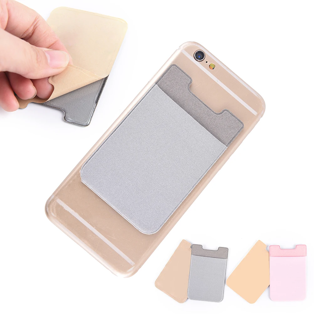 

Elastic Lycra Adhesive Cell Phone Wallet Case Credit ID Card Holder Sticker Pocket Women Men Fashion Solid Simple Card Holder