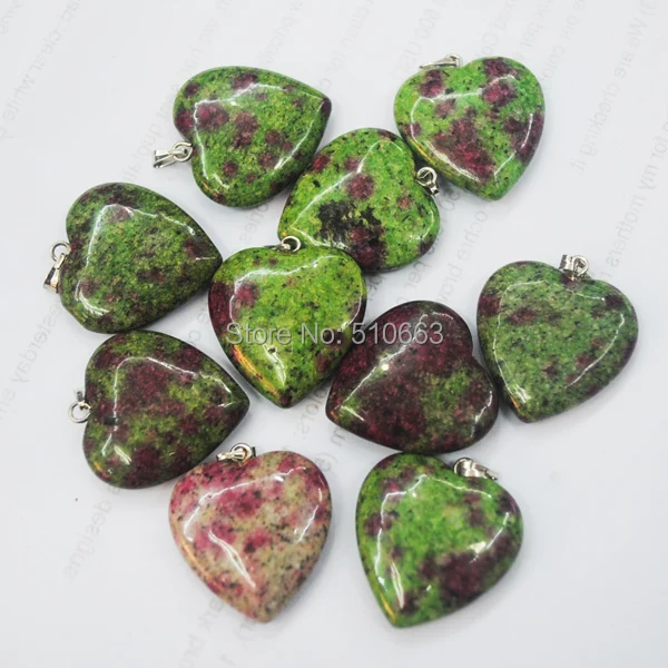 

20 Piece/Lot Natural Chinese Green Jasperr Big Heart Shape Stone Pendant Charms,For Chain Necklace Size 25mm