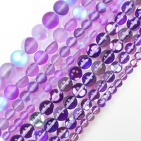 6 8 10 12mm austria crystal purple violet imitation frost smooth moonstone round diy wholesale loose beads 15