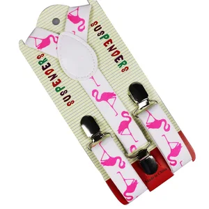 Высококачественные детские подтяжки с принтом фламинго, эластичные регулируемые подтяжки y-образной формы для детей