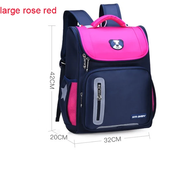 Large rose red Русский стиль, школьные рюкзаки на колесиках для девочек, детские школьные сумки, ортопедический рюкзак, сумка для мальчиков, детский Ранец - Цвет: Large rose red
