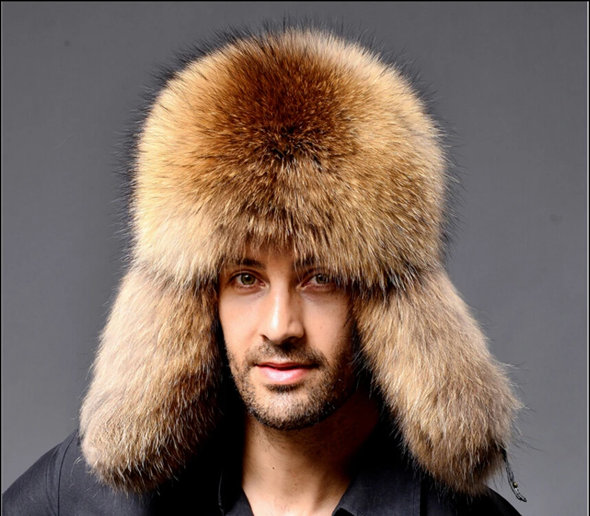 Новинка 2018 зимние мужские шапки с мехом енота и овечьей кожи|hunter hat|trapper hatmens winter fur