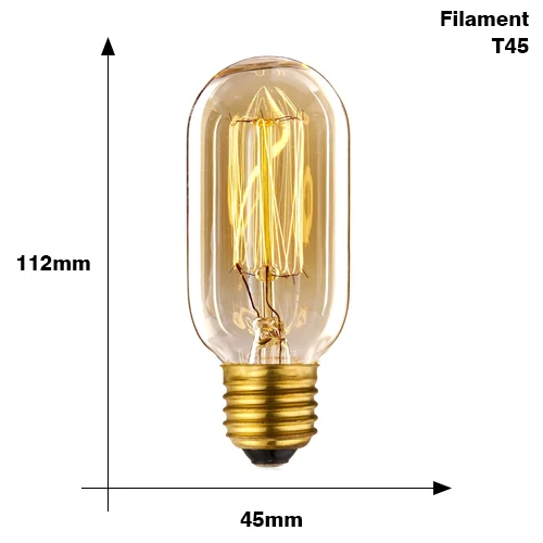 Ретро Эдисон светильник лампа E27 220V 40W T185 T10 T45 накаливания ampoule старинные лампы