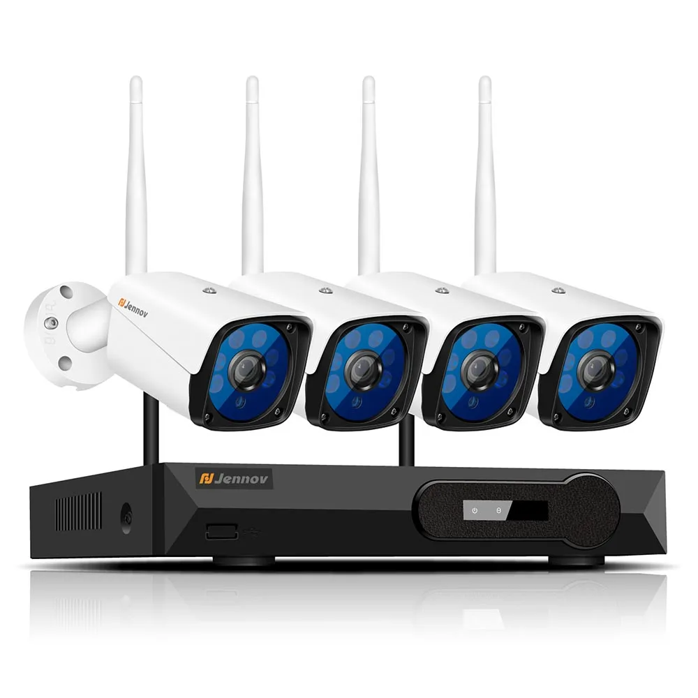 4 Pieces Cameras Jennov 4CH 5MP аудио видеонаблюдение Беспроводной NVR комплект камеры безопасности Система видеонаблюдения H.265 WiFi HD уличная IP камера IP66 - Цвет: 4 Pieces Cameras