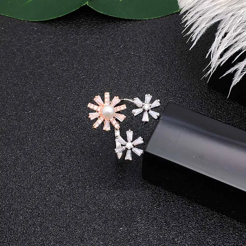Модное вращающееся кольцо Rivca Edelweiss для пальцев кольца гироскоп из меди и фианита