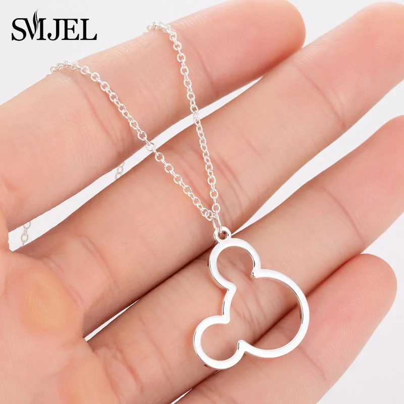 mickey necklace SMJEL мультфильм замок Микки серьги из нержавеющей стали серьги с изображением животных детские подарки на вечеринку Модные женские аксессуары, бижутерия - Окраска металла: mickey necklace