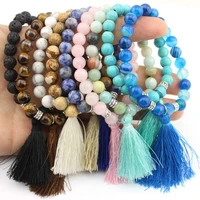 zwpon hot sale elastic semi precious stone beaded tassel bangles bracelets for women fashion mix disco ball bracelet jewelry