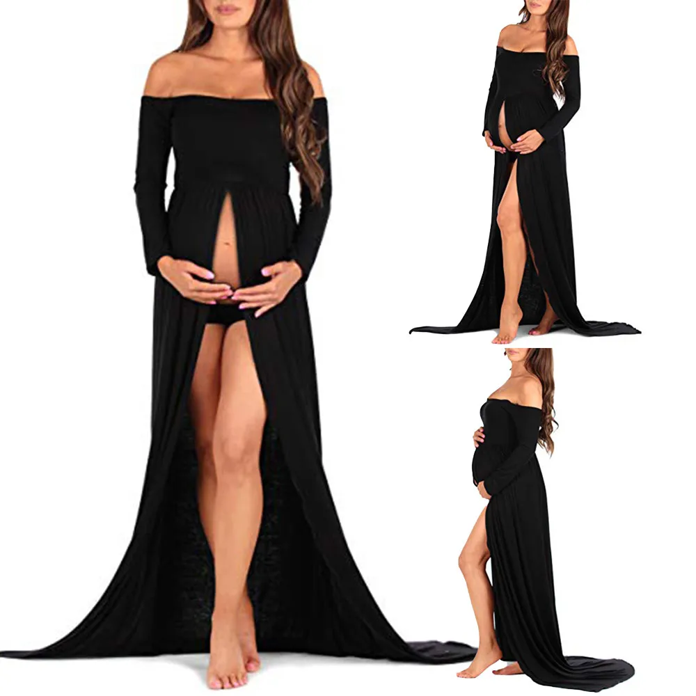 Женское платье для беременных реквизит фотосессии с открытыми плечами платья