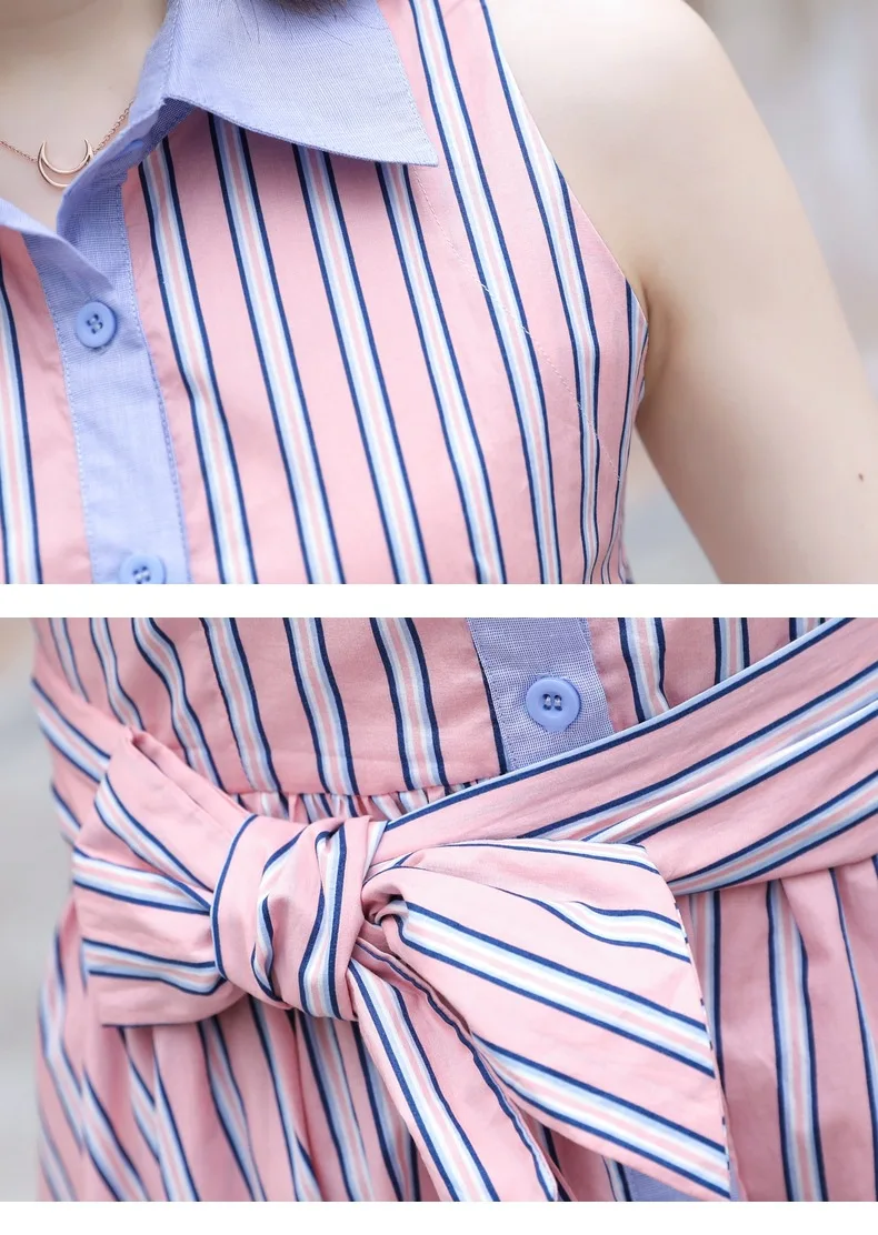 WLG family matching clothes mother and daughter striped fashion dresses summer sleeveless dress