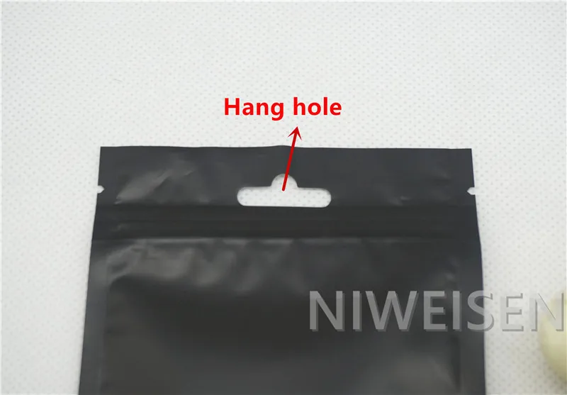 100 X Black Aluminium foil Ziplock bags with hang hole - Front matte clear Zipper Resealable Mylar plastic pouch card sack | Дом и сад
