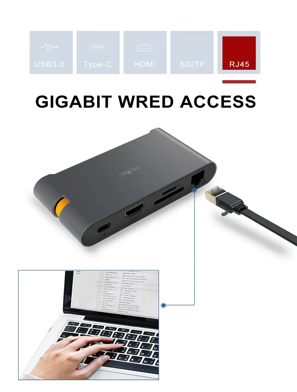 James Donkey USB C концентратор 8 в 1 USB док-станция USB-C к HDMI кард-ридер RJ45 PD адаптер для MacBook samsung Galaxy S9/S8/S8