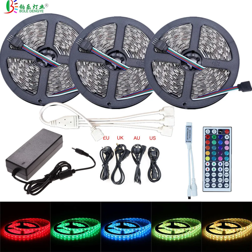 СВЕТОДИОДНАЯ лента SMD 5050 RGB 5 м 10 15 12 В 30 светодиодов/м водонепроницаемая гибкая