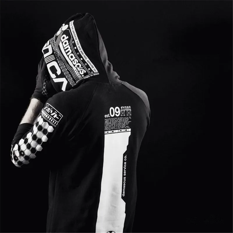 Male Spring Winter Japan Style Hip Hop Casual Sweatshirts Streetwear Japanese Embroidery Funny Cat Wave Printed Fleece Hoodies