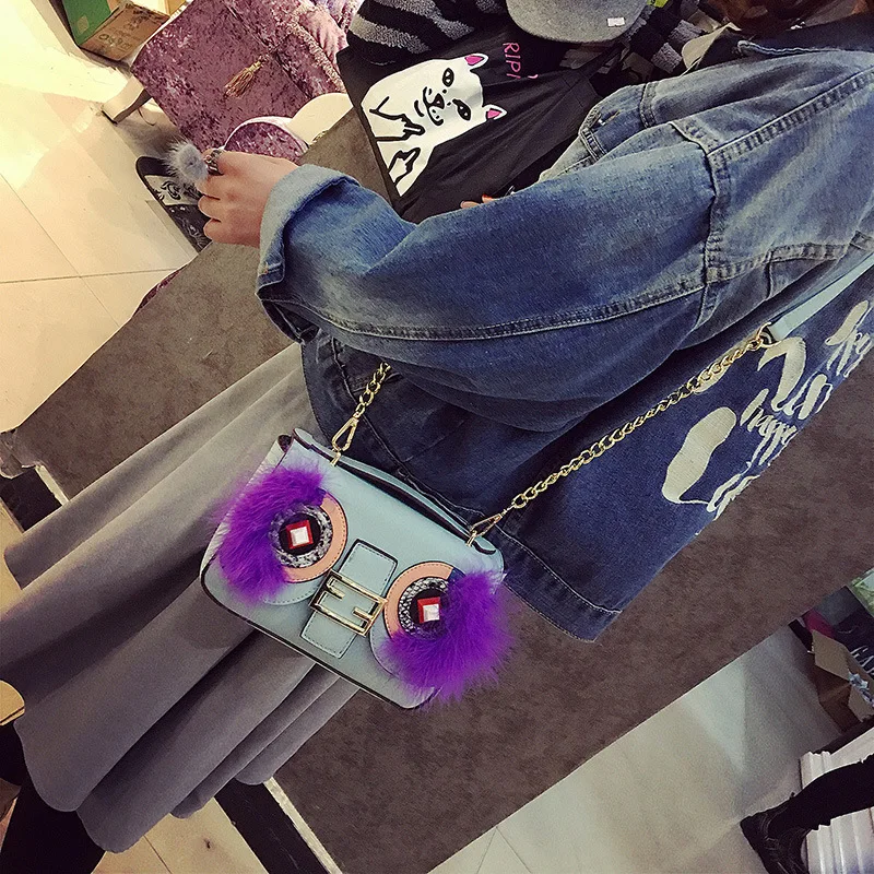 Монстр Мешок Глаза Цепи Мини Сумка Для Женщин 2017 Мода Характер PU Сумки Кожаные