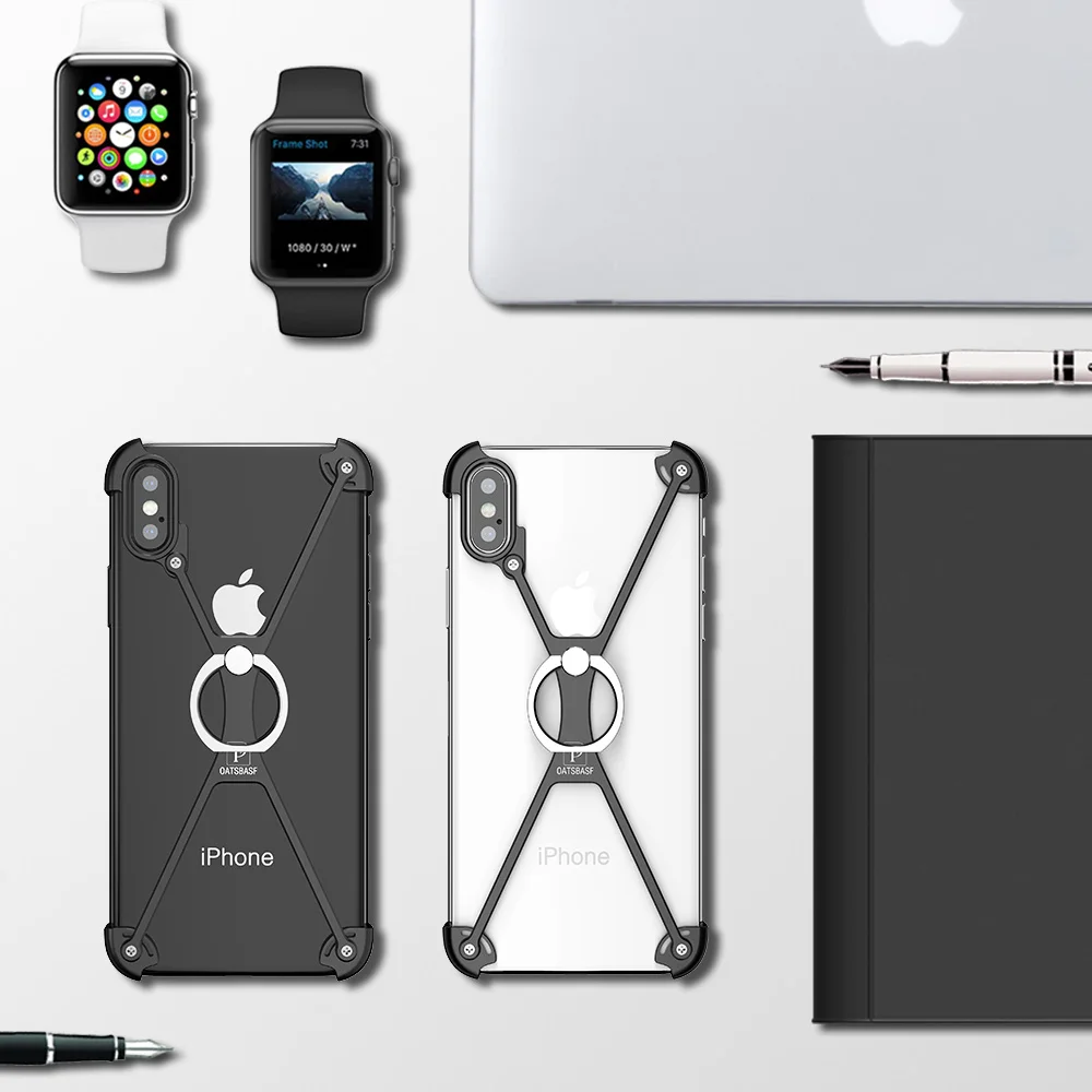 X Shape with Ring Holder case For iPhone XS Shell for MAX Case Metal Bumper With Gift Glass Film | Мобильные телефоны и
