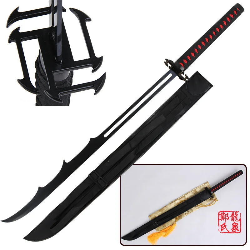 

Free Shipping For Bleach Anime Sword Ichigo Steel Katana Replica Bankai Cutting Moon Cosplay Props Decorative Supply