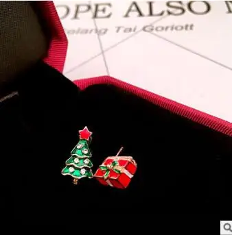 Милая серьга с рождественской тематикой Санта Клаус Снеговик Милая елка колокольчик ювелирные изделия аксессуары Романтические Рождественские подарки для женщин девочек - Окраска металла: Gift tree