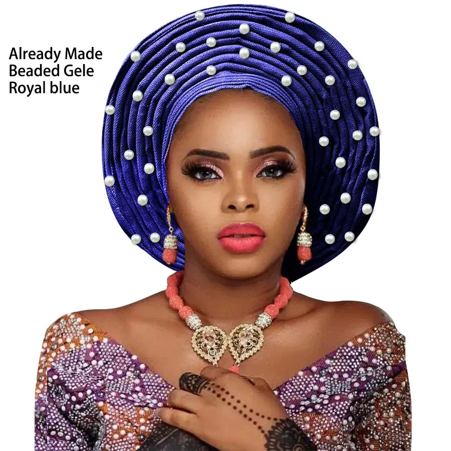 Aso oke головной убор с бусинами aso нигерийский ebi Африканский gele auto бусинами|Шляпы