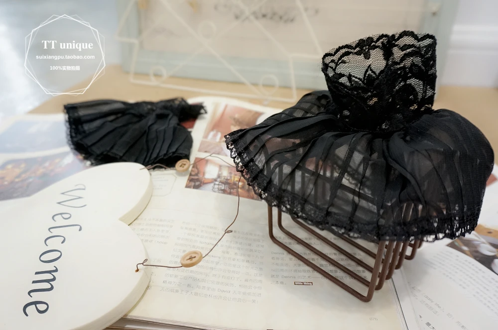 Fake Original Handmade False temperament lace organ floral horn palace wind white Black Chiffon Crest Collar Lace |