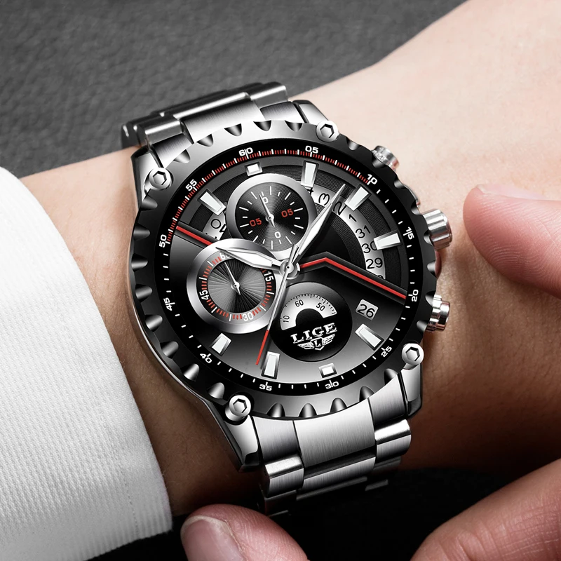 Relogio Masculino LIGE мужские Топ люксовый бренд военные спортивные часы кварцевые