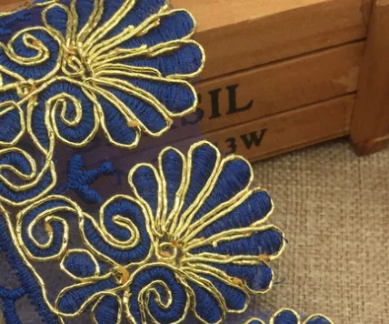 2 Royal blue 10 ярдов много цветов вискоза вышивка зубчатая кружевная отделка металлик свадебное украшение широкий: 6,5 см - Цвет: 2 Royal blue
