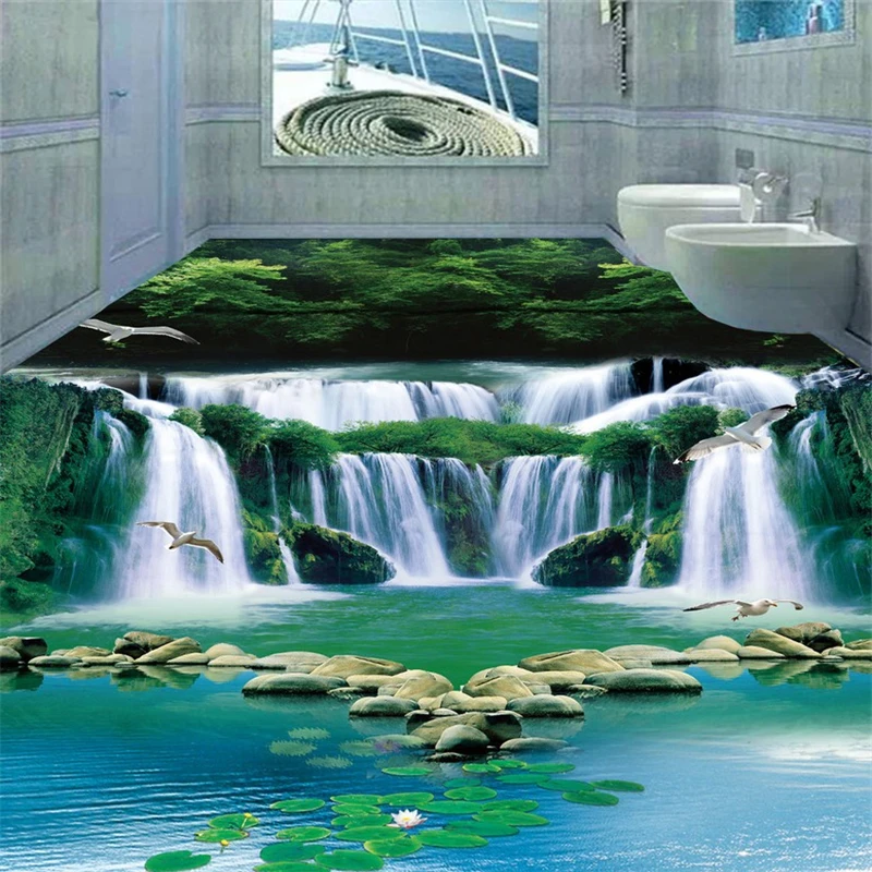 beibehang Dream Water Green Forest custom photo wallpaper floor modern wallpaper-3d room wall paper landscape pvc roll flooring |