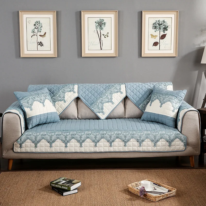 Высококачественный кружевной чехол для дивана с вышивкой хлопковое