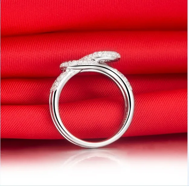 

Customized in Platinum Solid White Gold Forever Love Memorable 14K Jewelry 0.45CT Engagement Diamond Paved Ring Female