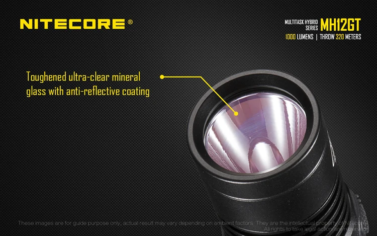 NITECORE MH12GT USB непосредственно заряжаемый фонарик CREE XP-L HI V3 светодиодный Луч расстояние 320 м Открытый спортивный факел поиск света