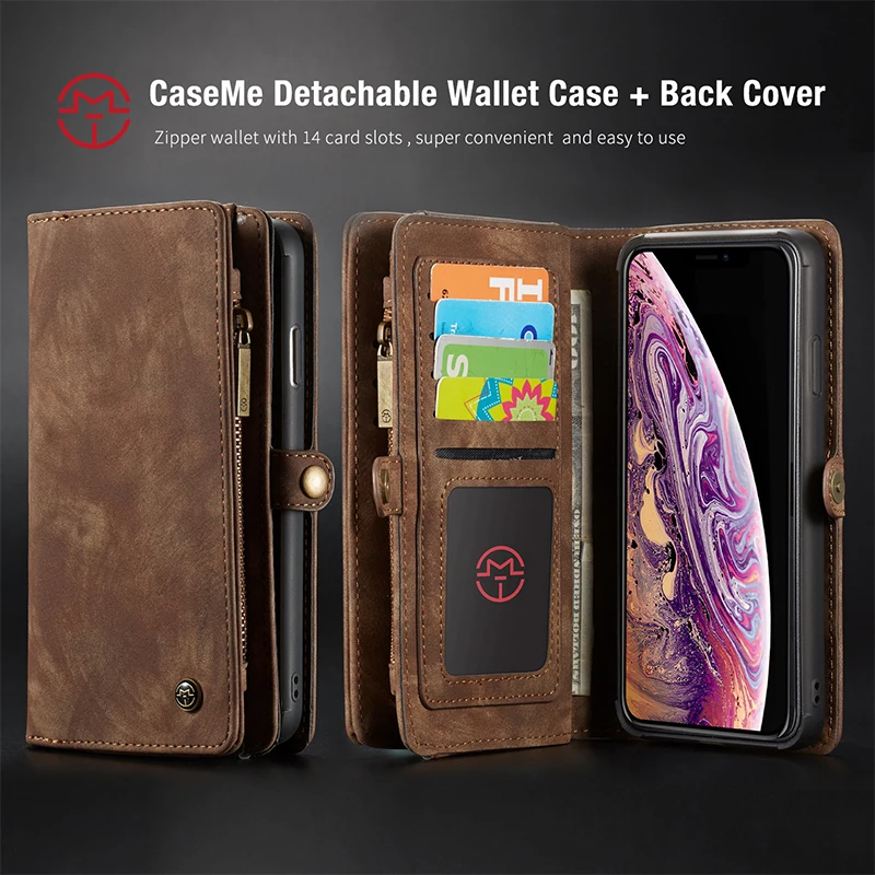 Чехол CaseMe из натуральной кожи для iPhone Xs Max Роскошный многофункциональный кожаный