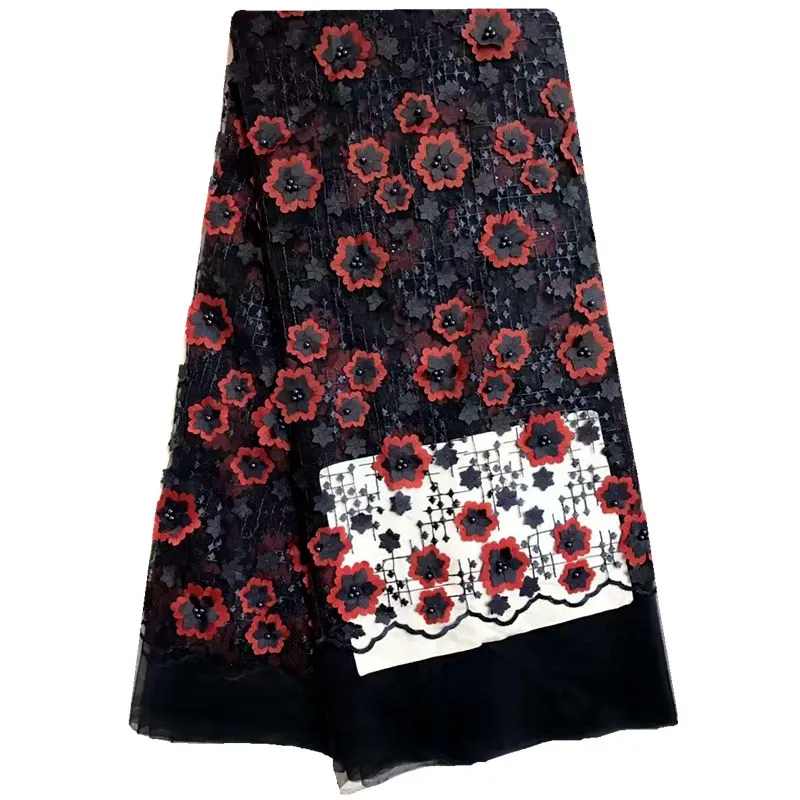 High End 3d Лента Кружевной Ткани Вышитые Аппликация Тюль Сетка Кружева Темно-Синий