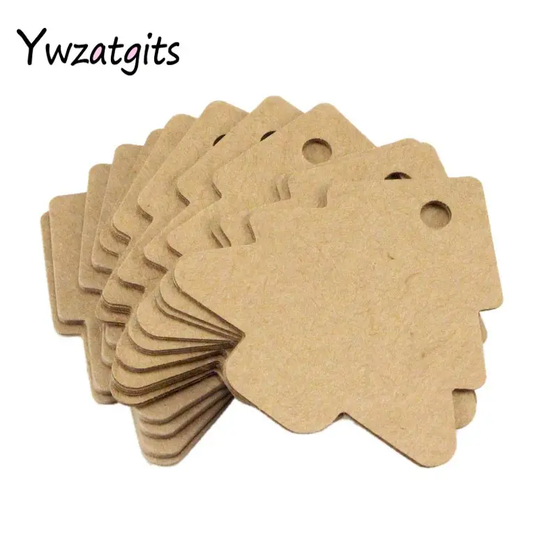 Ywzatgits 24 шт./лот 5,5*5,4 см Рождественская елка крафт-бумага подарочные бирки этикетки ценники для упаковки одежды этикетки YI0907