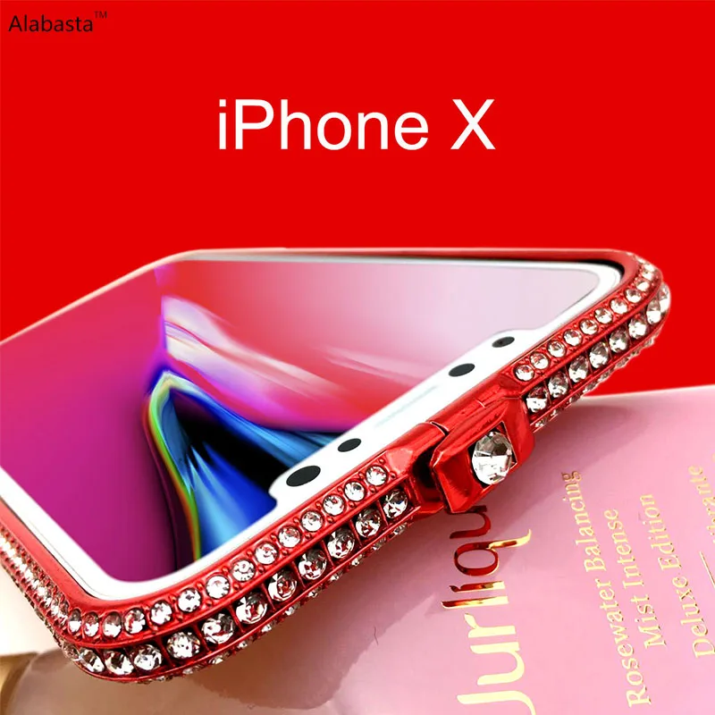 Alabasta Алюминиевый металлический бампер для iphone XS шикарные бриллиантовые стразы