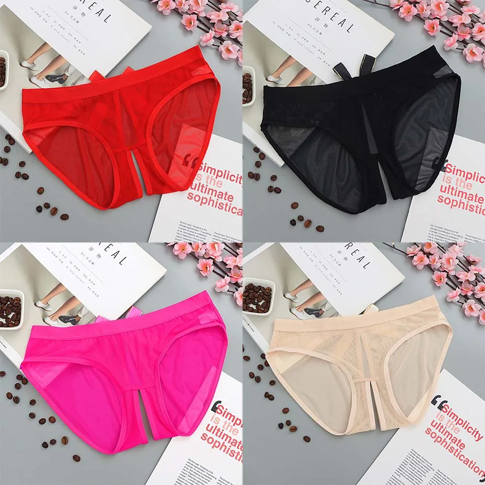 Women's Sexy Lingerie Open Crotch underwear Crotchless Panties Mesh Bow Back Briefs | Тематическая одежда и униформа