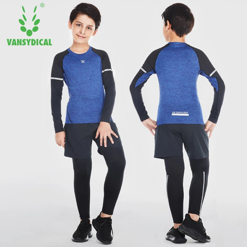 Vansydical спортивные костюмы для мальчиков дышащие компрессионные колготки бега 3