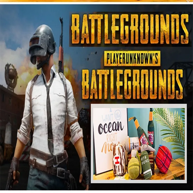 Горячее предложение PUBG короткая плюшевая подушка плюшевая игрушка воздушная капля коробка горящая бутылка дымовая бомба обезболивающие плюшевые игрушки праздничный подарок декоративные