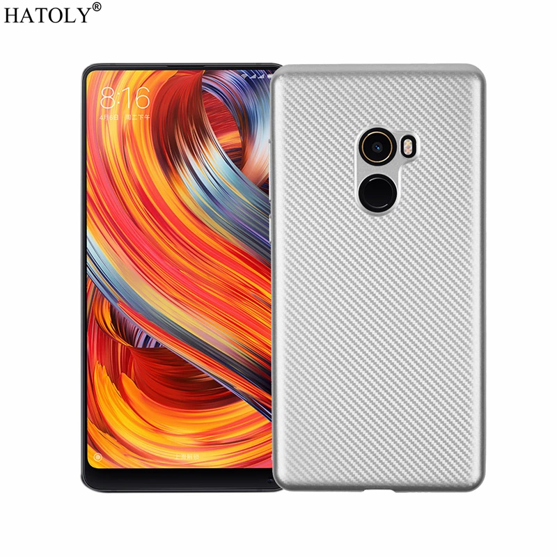 Silver HATOLY для Fundas Xiaomi mi x 2 Чехол Xiaomi mi x 2 Ультратонкий Мягкий ТПУ/углеродное волокно задняя крышка для Xiaomi mi Mix 2 5,99" - Цвет: Silver