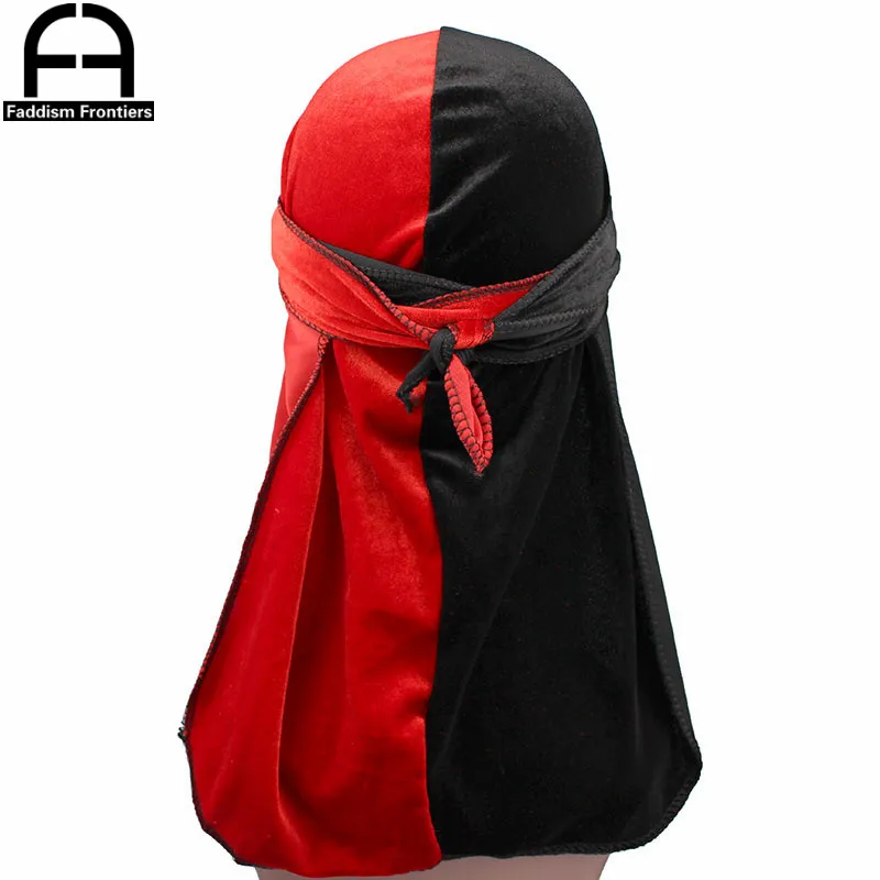 Мужская бархатная бандана Durags роскошная двухцветная бандана-тюрбан головной
