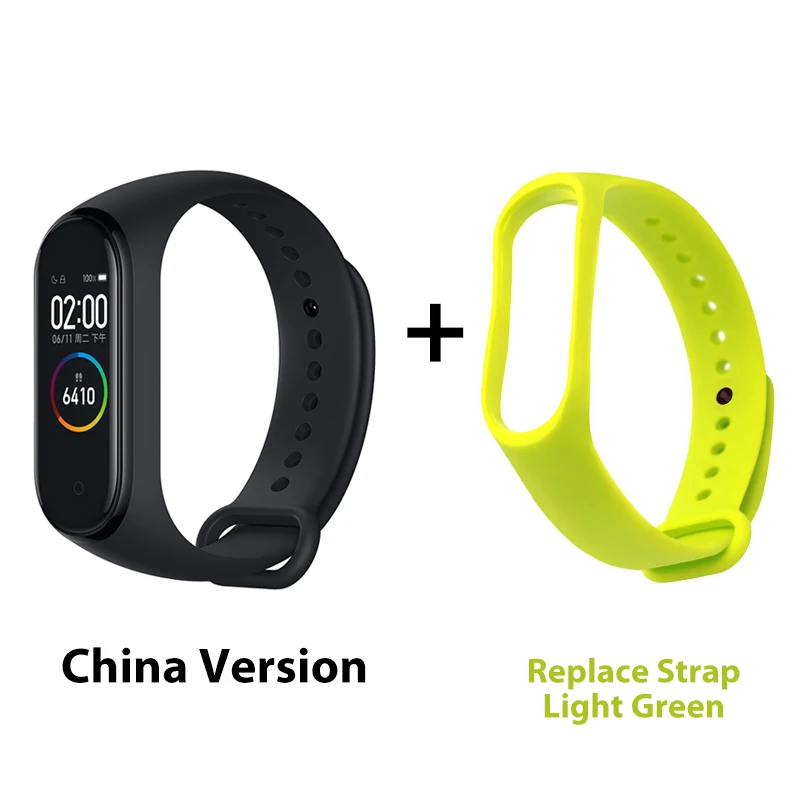 Флуоресцентный зеленый Xiaomi mi-браслет 4 музыкальный смарт-браслет mi Band 4 браслет пульсометр фитнес 135 мАч Bluetooth 5,0 цветной экран - Цвет: Флуоресцентный зеленый