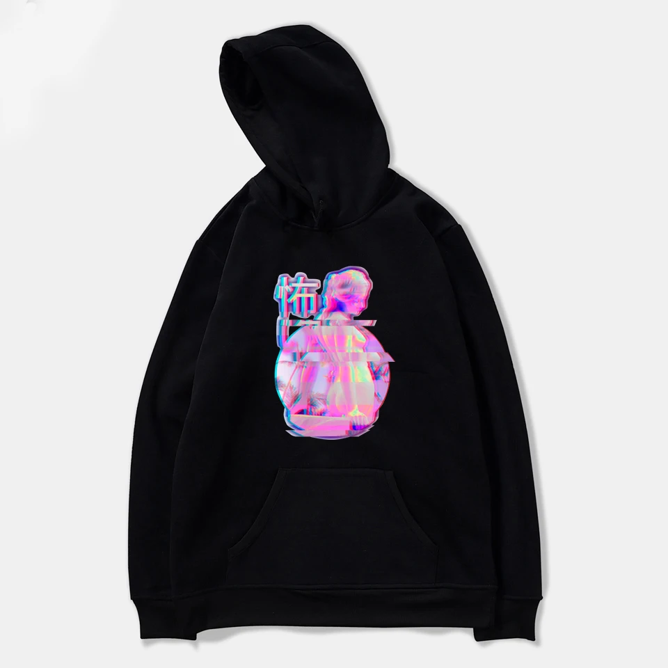 Модные Vaporwave 2019 Новый стиль Для мужчин/Для женщин с капюшоном аниме Толстовки на