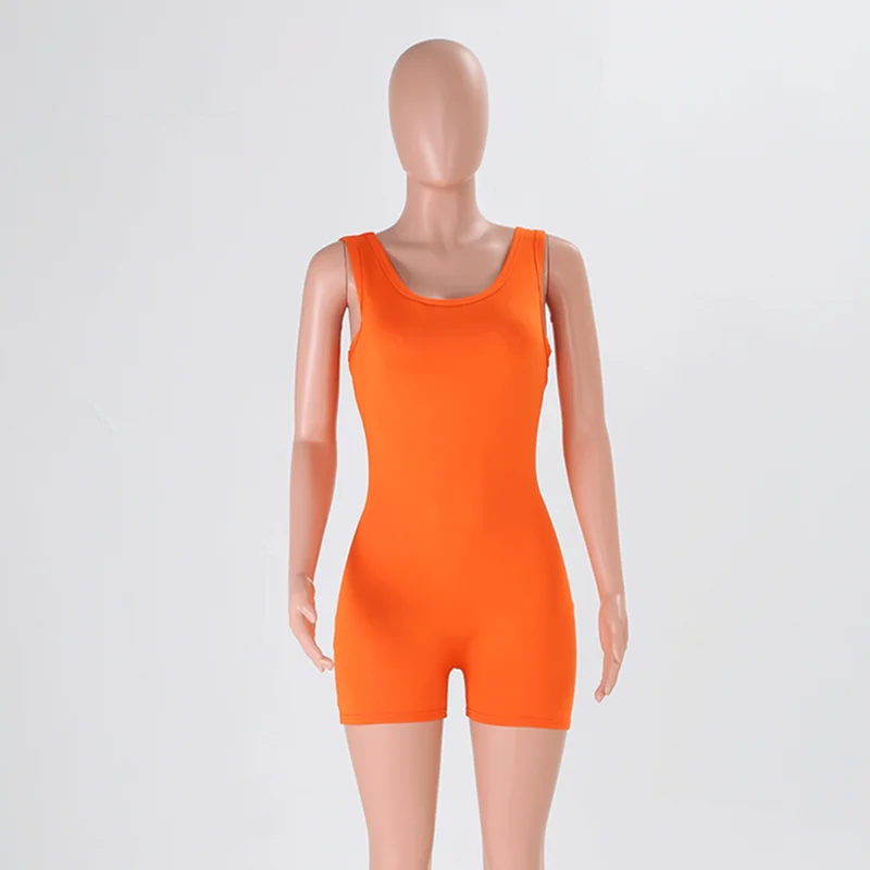 ANJAMANOR Sexy Sleeveless Playsuit Bodycon Short Rompers Womens Jumpsuit Summer Clothes for Women Ropa Mujer 2019 D36-I09 | Женская